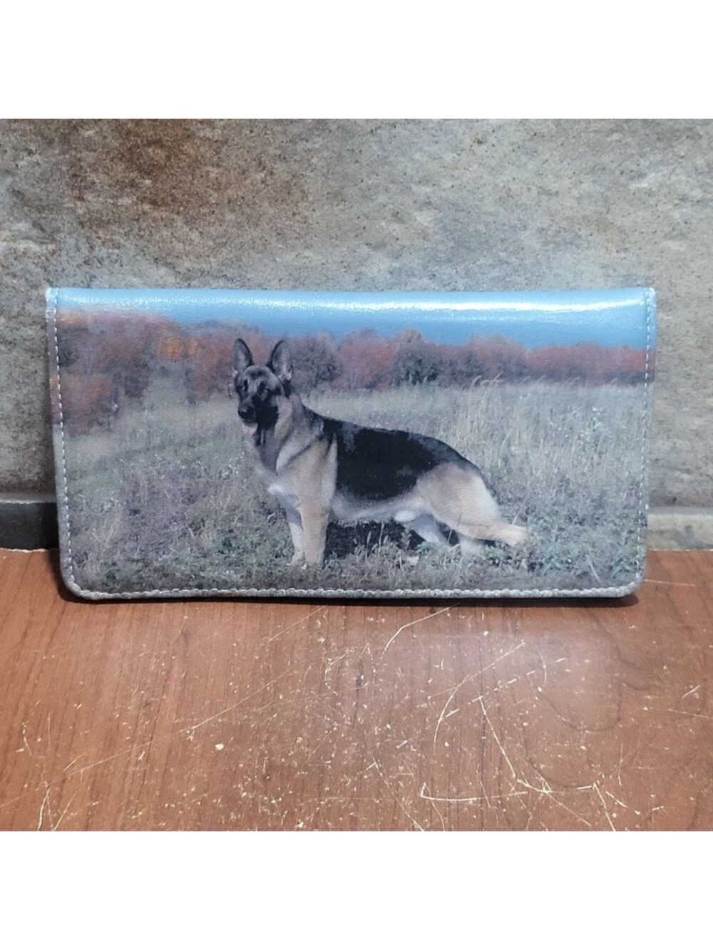 Genuine Leather German Shepherd Checkbook Cover